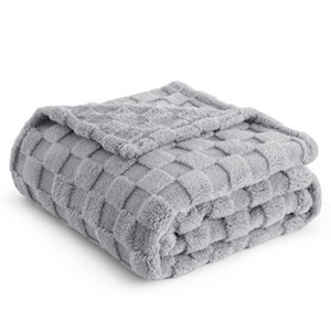 Cozy Comfort by Bedsure | Cute Soft Cozy Checkered 260GSM Throw Blanket for Couch Twin Size White - 1 of 4