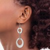 Black Bow Jewelry Polished Double Circle Chain Dangle Earrings in Stainless Steel - 3 of 4