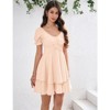 Coolmee Women's Ruffle Wrap Flowy Dress Puff Sleeve Flounce Short Sleeve A Line Mini Dress - 2 of 4