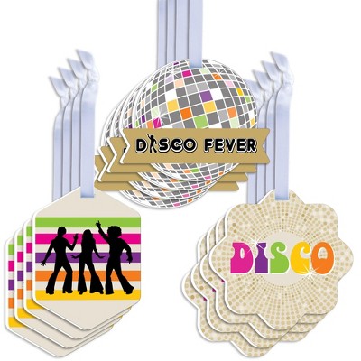 Big Dot of Happiness 70's Disco - Assorted Hanging 1970s Disco Fever Party Favor Tags - Gift Tag Toppers - Set of 12