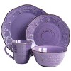 16pc Rustic Birch Stoneware Dinnerware Set Purple - Elama - 2 of 4