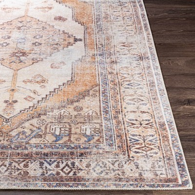 Arncliffe Tan and Light Gray Washable Polyester Runner Rug