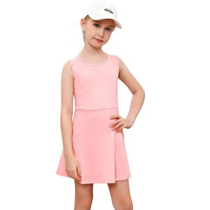 Girls Tennis Dress with Built-in Shorts Girls Athletic Dress Sleeveless A Line Tennis Dress Pleated Girls Golf Dress - 1 of 4