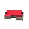 3-Pieces Outdoor Patio L-Shaped Sectional Sofa Set with Glass Coffee Table - 4 of 4