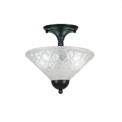 Toltec Lighting Any 2 - Light Flush Mount in  Matte Black with 12" Italian Bubble Shade