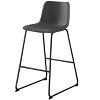 APRILSOUL Modern Bar-Height Office Chair Grey Leather-Look Curved Back Black Metal Frame Standing Desk Kitchen Island Stool - 2 of 4