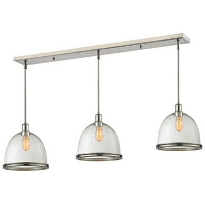 Mason Vintage Glass Pendant Light - 3 Bulbs, Chrome Finish, 55" Length, Dimmable, Dry Rated