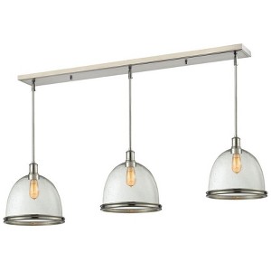 Mason Vintage Glass Pendant Light - 3 Bulbs, Chrome Finish, 55" Length, Dimmable, Dry Rated - 1 of 1