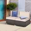 Tangkula 2PCS Patio Sectional Armless Sofas Outdoor Rattan Furniture Set w/ Cushions - 4 of 4