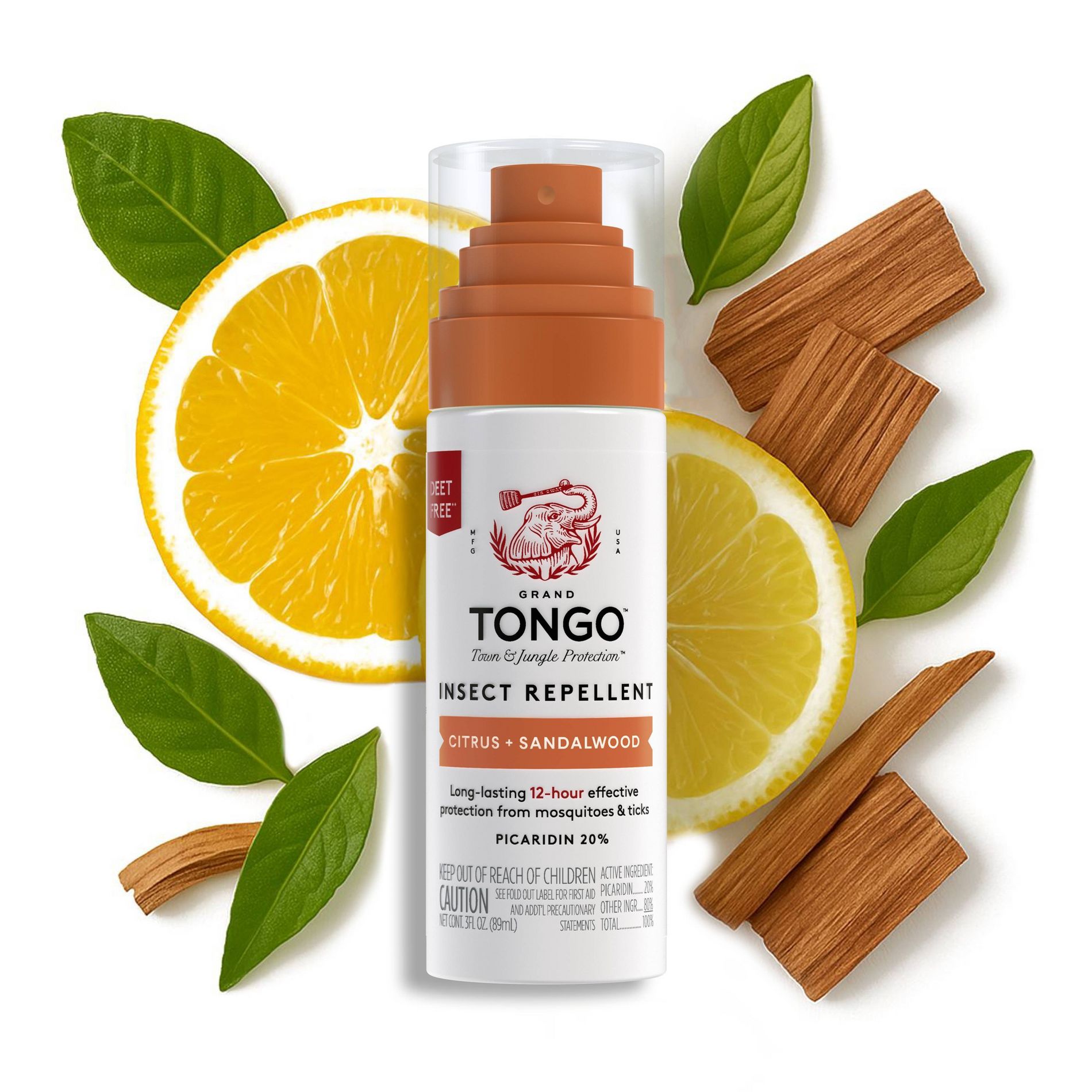 Grand Tongo Insect Repellent Pump Spray - Citrus + Sandalwood - 3oz