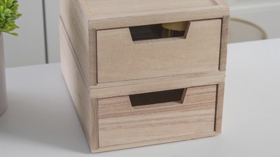Light Natural Paulownia Wood Stackable Storage Boxes with Drawers
