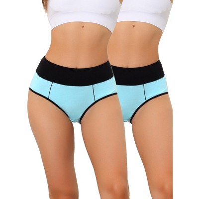 Allegra K Women's High Waist Tummy Control Color-Block Brief 2 Pcs