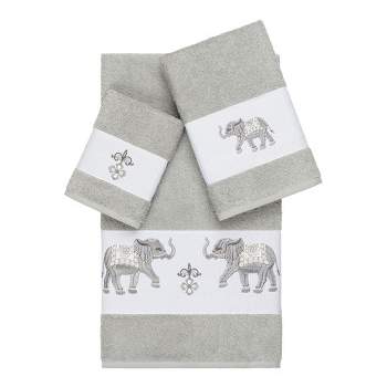 Quinn Embellished Bath Towel Set Light Gray - Linum Home Textiles