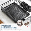 LunaLulinlk Dish Drying Rack for Kitchen Counter - Large Dish Rack with Drainboard, Rustproof Dish Drainer Black - 4 of 4