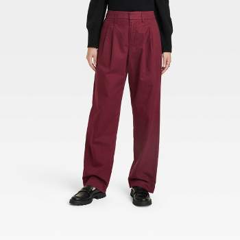 a new day, Pants & Jumpsuits, A New Day Womens Wide Leg Pants Pockets  Velvet High Rise Trousers Red Size S