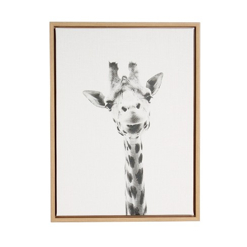 composiet cijfer eiland 24" X 18" Giraffe Framed Canvas Art - Uniek : Target