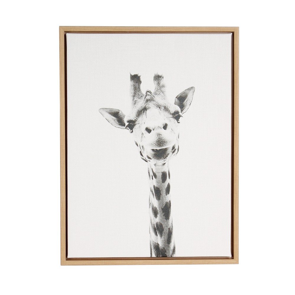 Photos - Other Decoration 24" x 18" Giraffe Framed Kids' Canvas Art Natural - Uniek: Giraffe Photo Frame, Kids Wall Decor, Animal Artwork