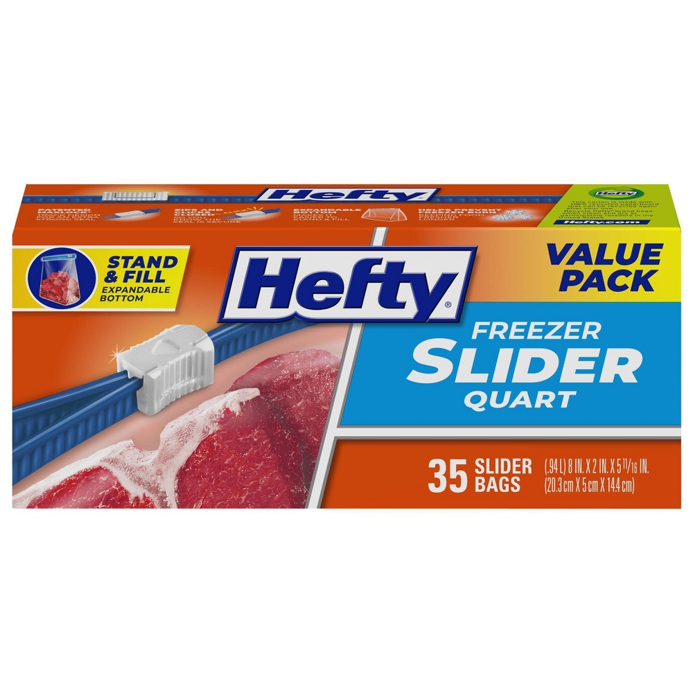 Hefty Quart Freezer Storage Slider Bags - 35ct