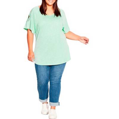 Avenue Women's Plus Size Crochet Cut Out Top