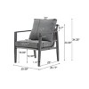 Outdoor Patio Aluminum Lounge Chair,Upholstered Dining Chair With Aluminum Frame,Rope Woven Backrest Armrest Side Chair-Coolbibila - 4 of 4