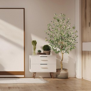 4FT-7FT Faux Olive Tree with Green Leaves and Big Fruits for Indoor and Outdoor - 1 of 4