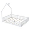 TIRAMISUBEST Full Size House Platform Bed with Fence Guardrail and Door, Solid Wood Floor Bed Montessori Bed with House-Shaped Headboard - 4 of 4