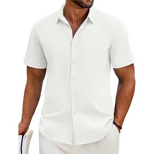 COOFANDY Shirts for Men Short Sleeve Button Down Shirt Casual Summer Beach Shirt - 1 of 4