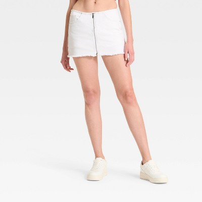 Women's Low-Rise Zip-Front Denim Mini Skort - Wild Fable™