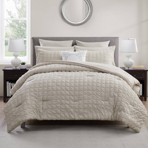 10pc Queen Tina Seersucker Bed in a Bag Comforter Set Taupe - Beveryly Hills Polo Club