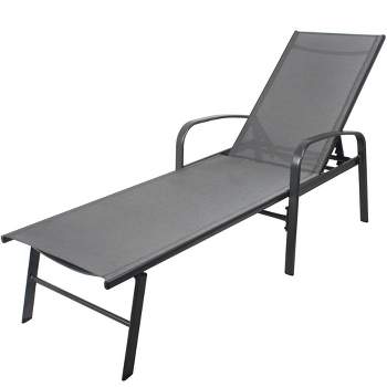 80'' Chaise Lounge Chair Outdoor, Patio Reclining Chair With Waist Pillow & Adjustable Backrest,Pool Sunbathing Recliners for Patio Poolside Porch