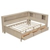 YOOCOZZ  Wood Daybed with Storage Shelves and 3 Drawers - Antique White Milk - 2 of 4