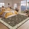 Acekool Grey Floral Washable Area Rug, Non-Slip Low Pile Carpet for Living Room, Bedroom, Dining Room, Indoor Foldable Soft Mat - 2 of 4