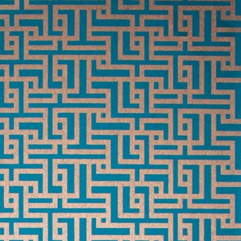 Zen Teal and Copper Geometric Paste the Wall Wallpaper