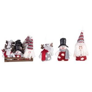 Transpac Plush Santa/Snowmen/Moose In Box S/12 Home Decorations Christmas - 1 of 1