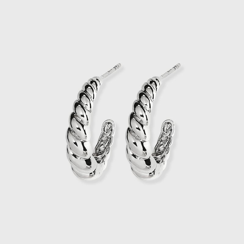 Silver Plated Brass Tapered Twist Hoop Earrings - A New Day&#8482; Silver, 1 of 3