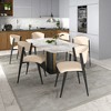 LeisureMod Upholstered Dining Chair in Leather with Black Iron Frame and Legs Aspen Series - 2 of 4