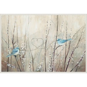 Amanti Art Pretty Birds Neutral String by Julia Purinton Canvas Wall Art Print Framed 33 x 23-in. - 1 of 4