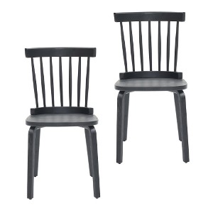 Akoasm Set of 2 Modern Wooden Farmhouse-Style Dining Chairs with Spindle Backs for Living Room & Dining Room-Black - 1 of 4