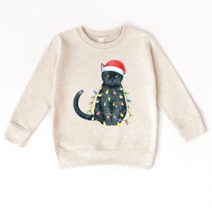 Black Cat Christmas Lights - Kids Toddler Sweatshirt and Kids Youth Sweatshirt - 1 of 2
