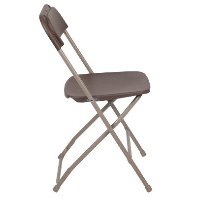 Hercules Series 650LB Capacity Brown Plastic Folding Chair - 2 Pack
