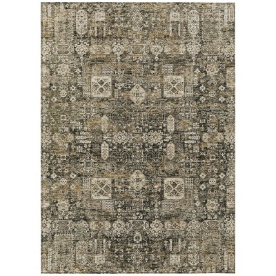 Coffee And Beige Oriental Washable Indoor Outdoor Area Rug