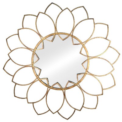32" Alexandra Wall Mirror Antique Bronze - Stratton Home Décor: Contemporary Style, Metal Frame, No Assembly Required