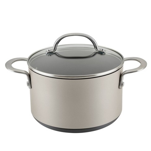 Anolon Achieve 4qt Hard Anodized Nonstick Saucepot with Lid Silver