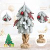 Tangkula 1.5' Mini Snow Flocked Xmas Tree Tabletop Artificial Christmas Tree w/ 59 Tips Burlap Cement Sand - 2 of 4
