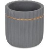 Cheung's Aurine Round Gold Trimmed Ridged Ceramic Pot - Small - Gray - 3 of 3