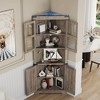 Farmhouse Corner Cabinet with Lights, Tall Corner Storage Cabinet with Glass Door & Adjustable Shelves, for Living Room, Kitchen, Bathroom - 4 of 4