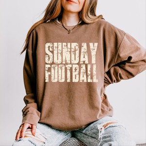 Sunday Football Block Distressed - Women's Lightweight Garment Dyed Sweatshirt - 1 of 3
