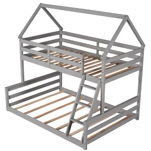 NicBex Twin Over Full/Twin Over Twin House Bunk Bed with Built-in Ladder for Kids Teens Adults - 1 of 4
