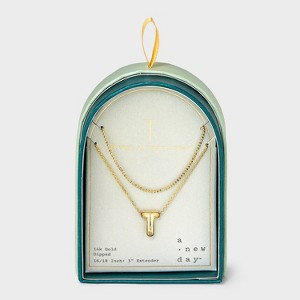 14K Gold Dipped Initial Bubble Multi-Strand Pendant Necklace - A New Day™ Gold - 1 of 4
