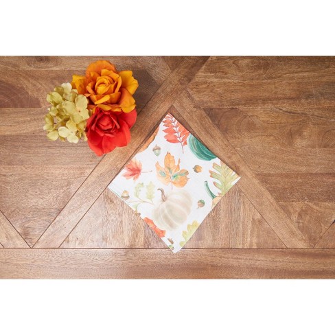 C&F Home 18" Harvest Teal Pumpkin Floral Flower Leaves Cloth Napkins, Set of 6 - image 1 of 3